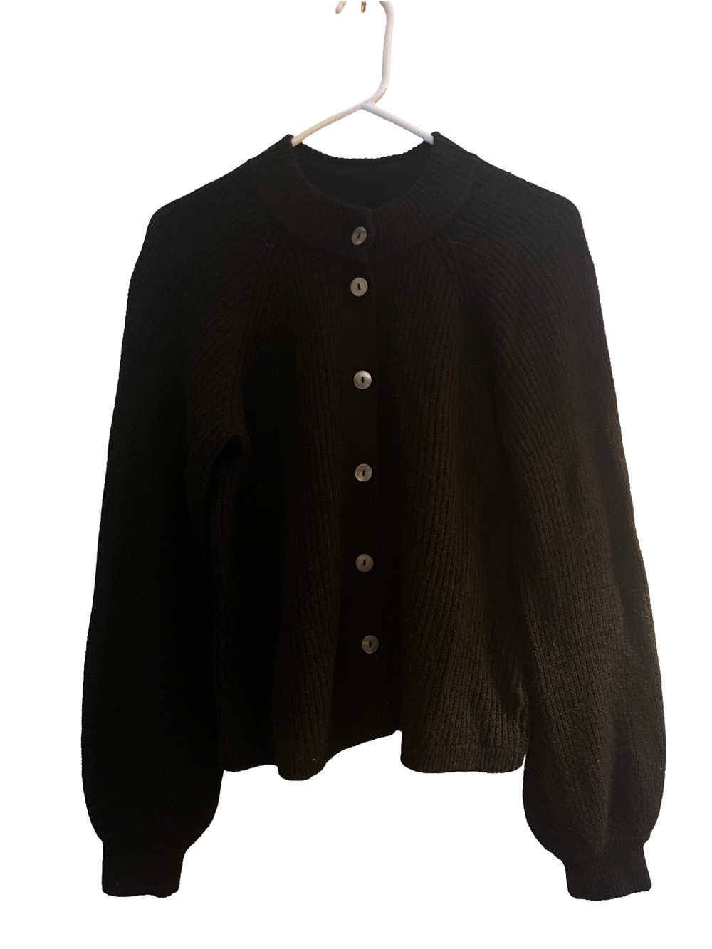 Gudrun Sjoden Black Ribbed Button-Up Cardigan